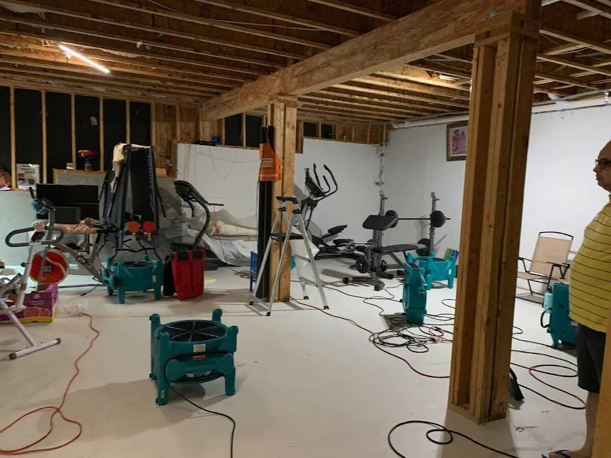 Basement drying equipment setup for Contents Cleaning & Restoration in Allouez